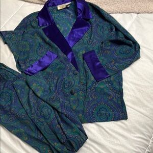 Victoria secert Vintage Paisley Pajama Set with Purple Accents size M